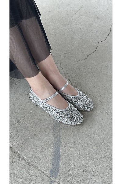 Letafia Rhoda Silver Sequined Ballerinas