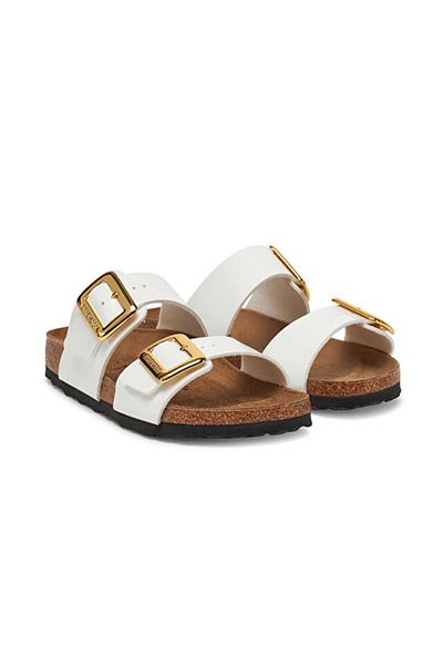 Birkenstock Sydney Cushion Buckle Bf Patent Women's Slippers 1029438 White- Snikstra
