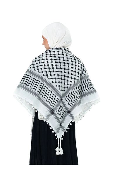 Zaytoon 120 x 120 εκ. Παλαιστινιακό keffiyeh scarf λευκό μαύρο 160 g S 300010