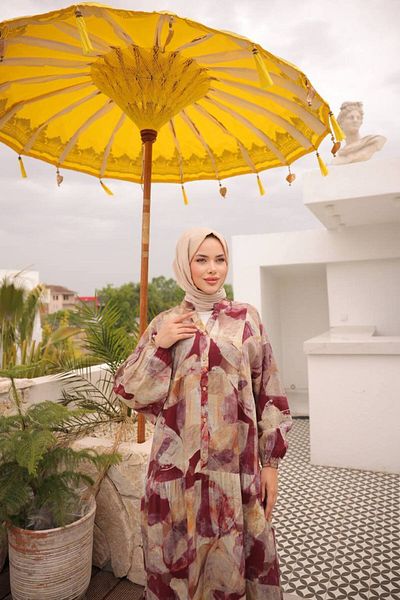 JESSE STORY Women's Hijab Dress Modal Fabric Patterned Dress