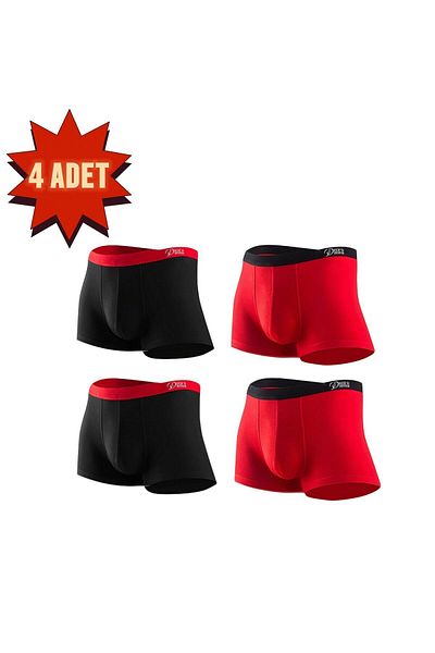 Eces Design Men's Sports Boxers - High Air Permeability, Antibacterial, Crotch Trackless, 4 Pieces 1004