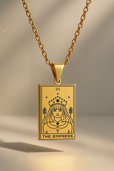 ArtinArt The Empress - Empress Tarot Card Gold |   316L Steel Necklace