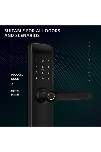 AREB قفل باب ذكي واي فاي 72 * 55 - 5 طرق فتح، قفل تلقائي، أمان ضد السرقة للمنزل