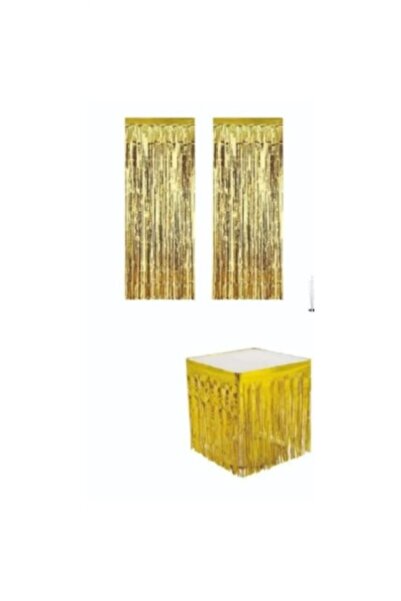 PartAntalya Gold Metalize  Masa Püskülü ve Gold metalize Arka Fon Püskülü