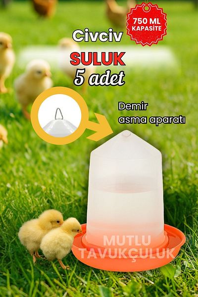 MUTLU TAVUKÇULUK 5 Pieces Chick Starter Waterer Hanging Waterer 750 ml Pigeon Seabap Tiebreaker Hunkari Posta