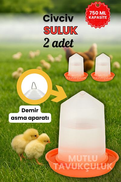MUTLU TAVUKÇULUK 2Pcs Chick Starter Waterer Hanging Waterer 750ml Goose Duck Pigeon Keel Watering Can Indian Rooster Ornament