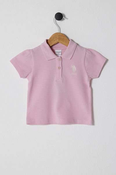 U.S. Polo Assn. U.S.POLO ASSN.تي شيرت بيكيه للفتيات الصغيرات، 100% قطن / 100% قطن