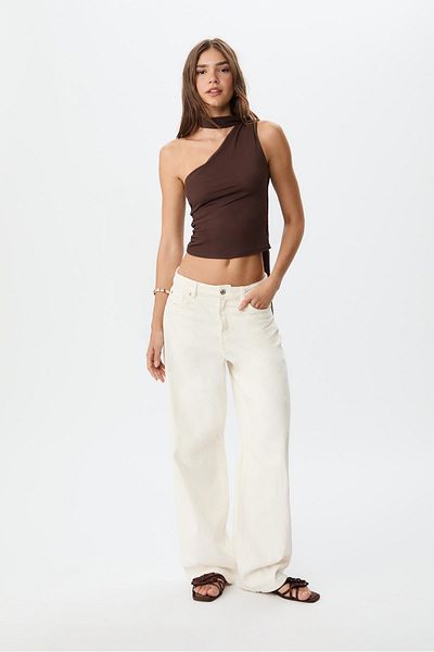 Stradivarius Asymmetric tulle top with scarf