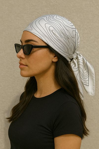 Stella Eşarp Light Gray Colored Patterned Scarf