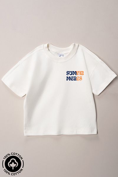 Miniel Unisex Baby Crew Neck Summer Vibes Printed 100% Cotton Oversize T-Shirt