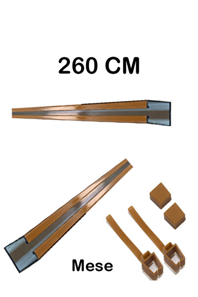 PERDE Mix 260 Cm Rustik Perde Askısı Için Alüminyum Ray (TEKLİ KORNİŞ) Kelepç...