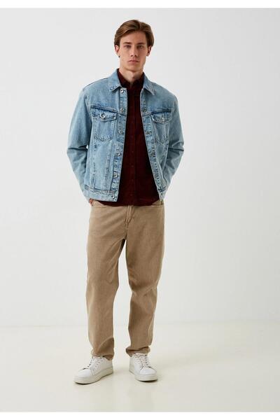 NCS Men's Velvet Shirt Bordo 100% Cotton Buttoned Collar Slim Fit Logo Detailed Shirt Jeans 7980