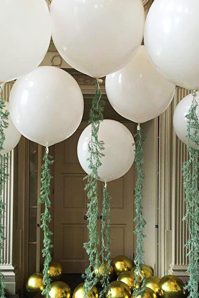 Parti dolabı 1 Adet 24inç 61 Cm Baskısız Beyaz Jumbo Büyük Balon Inik