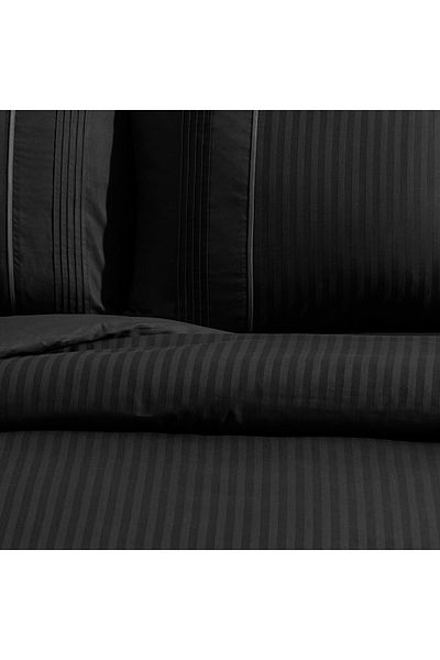 Madame Coco Mousse Doppelripp-Bettbezug-Set - Schwarz