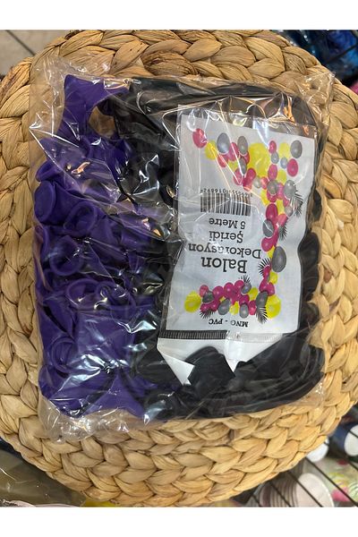 Deniz Party Store Purple Black Chain Balloon Set - KUROMİ 61 Pieces