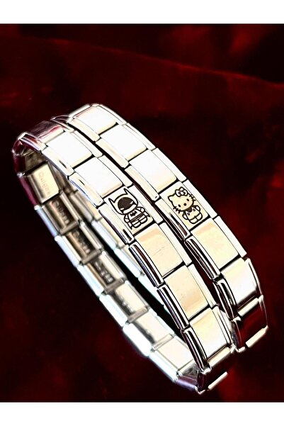 Vamoria Batman Ve Hello Kitty Italyan Charm Çelik Çift Bilekliği