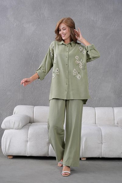 BURRASCA Embroidered Stone Linen Suit