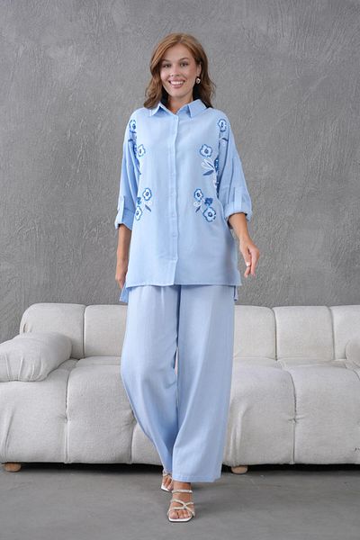 BURRASCA Embroidered Stone Linen Suit