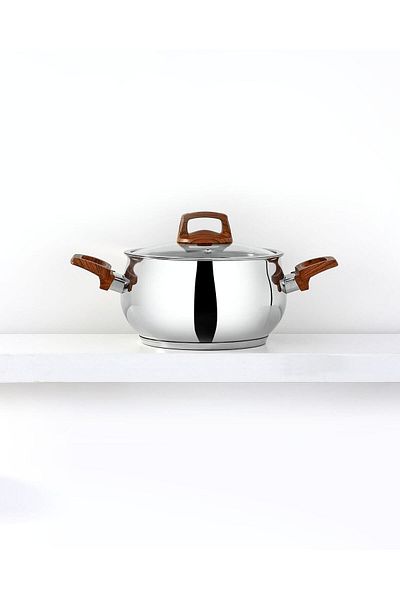 Bonera Tulip 30cm Single Steel Pot with Wooden Handle