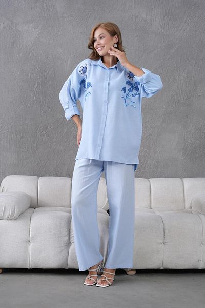 BURRASCA Embroidered Stone Linen Suit