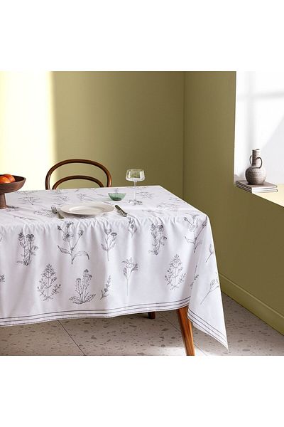 Madame Coco Sarthe Tischdecke - Weiß/Anthrazit - 160x200 cm