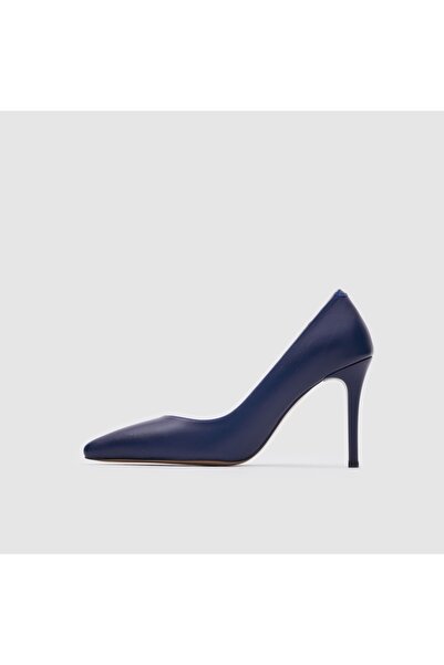 TOGO Lacivert Hakiki Deri Kadın Stiletto Ayakkabı [060068] - 13 Pont (8.7 cm) Topuk