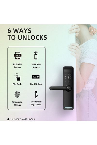 AREB ِ Smart Door Lock Wifi 85 * 50 - 5 Unlocking Methods, Auto-lock, Anti-theft Security For Home