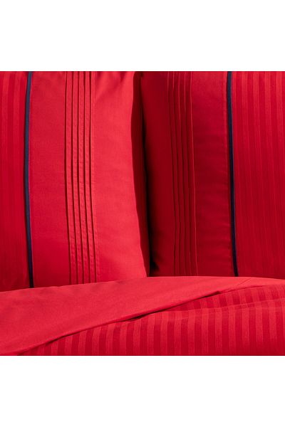 Madame Coco Mousse Doppelripp-Bettbezug-Set - Rot