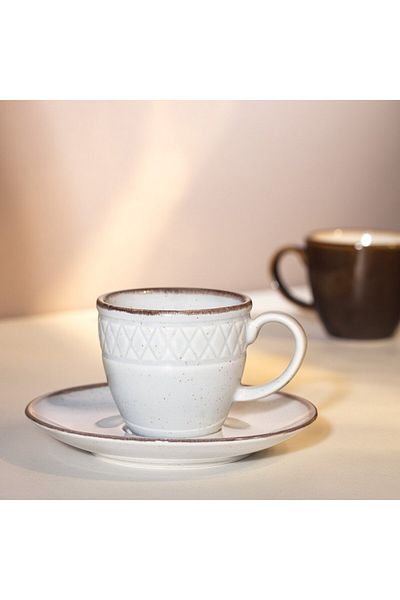 Madame Coco Antikes Set mit 6 Kaffeetassen - Grau