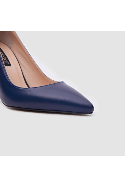 TOGO Lacivert Hakiki Deri Kadın Stiletto Ayakkabı [060068] - 13 Pont (8.7 cm) Topuk