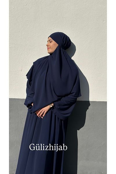 İpek Σουφλέ, φεράς, αμπάγια 3 τεμαχίων Navy Blue Σετ