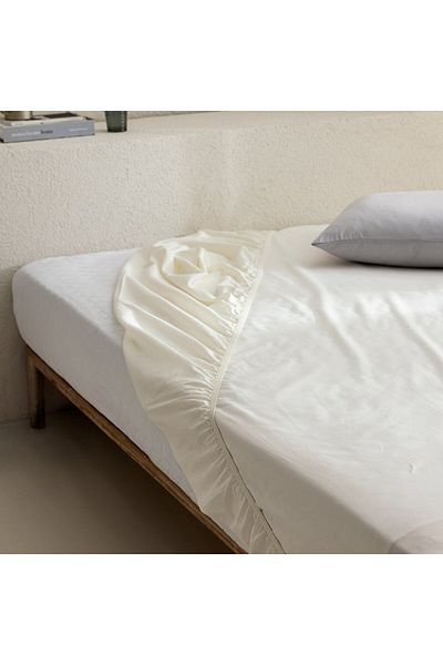 Madame Coco Manon Ranforce Spannbettlaken, 100 % Baumwolle, Kingsize, Ecru
