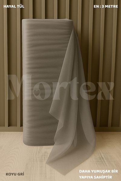 Mortex Σκούρο Γκρι Dream Tulle 100x300 cm | Ύφασμα για αρραβώνα, χέννα, γάμο, δέσμη, πόρτα και στολίδι για πάρτι