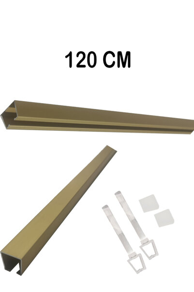 PERDE Mix 120 Cm Rustik Perde Askısı Için Alüminyum Ray (TEKLİ KORNİŞ) Kelepç...