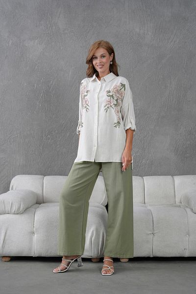 BURRASCA Embroidered Stone Linen Suit