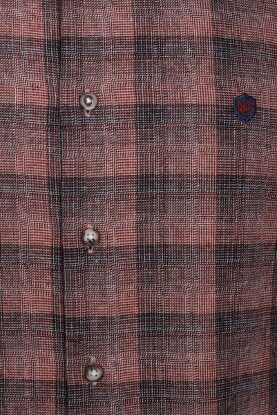 NCS Men's Shirt Long Sleeve Tile Plaid Checkered Flannel Wool Buttoned Slim Fit Button Collar Shirt Jeans 7