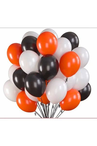 Deniz Party Store Pastel Orange Black and White Balloon Set 15 Pieces
