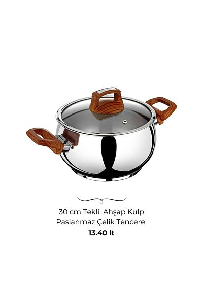 Bonera Tulip 30cm Single Steel Pot with Wooden Handle