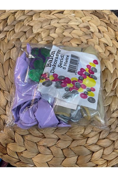 Deniz Party Store Macaron Lilac Transparent Confetti Chrome Silver Mini Chain Balloon Set