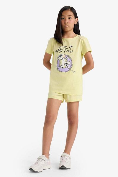 DeFacto Girls Pajama Set Printed Short Sleeve Top Elastic Waist Shorts E0666A825Hs