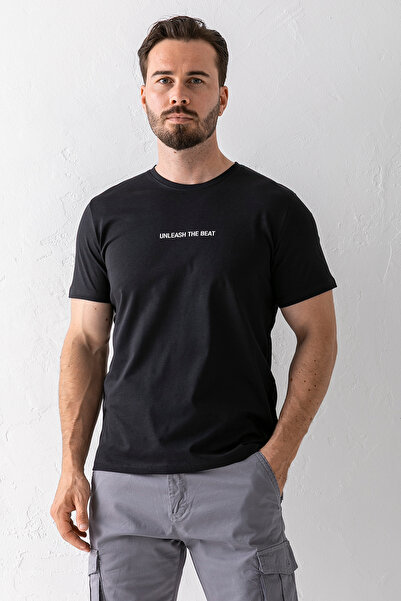 JB John Borners Мъжка тениска с късо деколте и щампа Unleash Injection, черна...