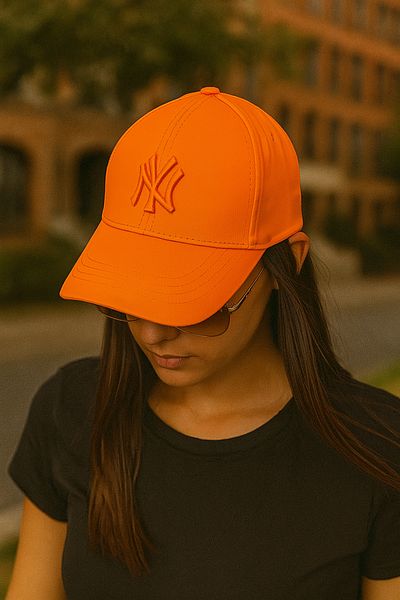 ZERAMİNE Orange Unisex Baseball Ny Embroidered Hat Velcro
