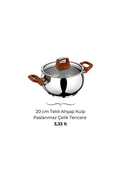 Bonera Tulip 20cm Single Steel Pot with Wooden Handle