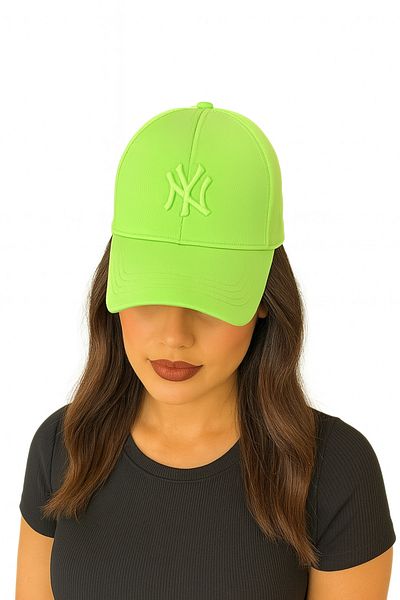ZERAMİNE Unisex Baseball Ny Embroidered Hat Velcro Pistachio Green