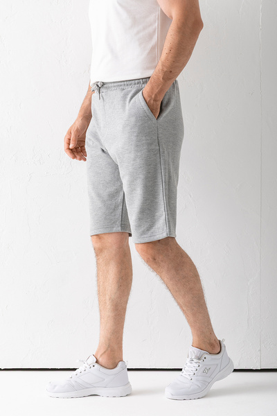 JB John Borners Men's Elastic Waist Laced Pocket Textured Shorts Gray Melange - 8043