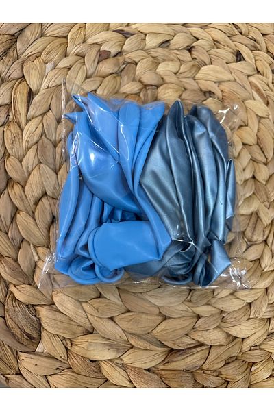 Deniz Party Store Chrome Blue and Macaron (pastel) Blue Color 15 Pack Balloon