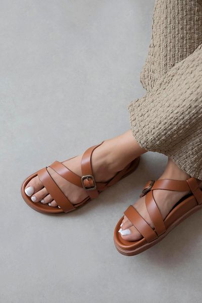 STRASWANS Vitinha Women's Leather Sandals Brown