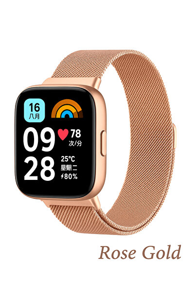 Fibaks Xiaomi Redmi Watch 3 Active Compatible Metal Mesh Braid Magnet Adjustable Stainless Band Strap