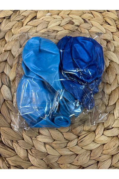 Deniz Party Store Metallic Dark Blue Metallic Light Blue Balloon 10 Pieces
