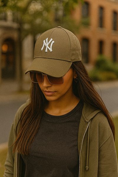 ZERAMİNE Khaki Unisex Baseball Ny Embroidered Hat Velcro